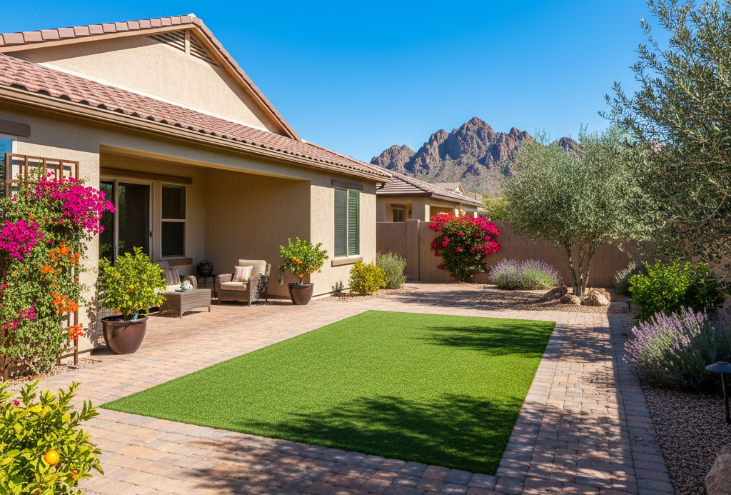 Turf installed in Chandler by TJ LANDSCAPE