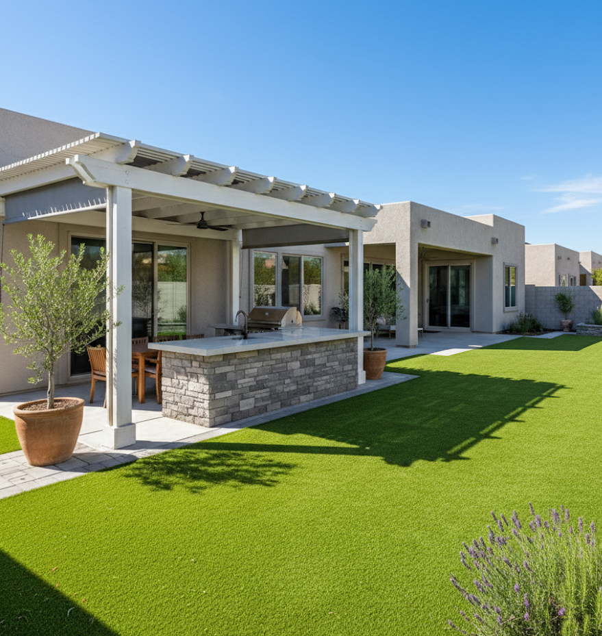 Phoenix landscaping services – Synthetic turf lawn in Chandler by TJ’s Landscaping