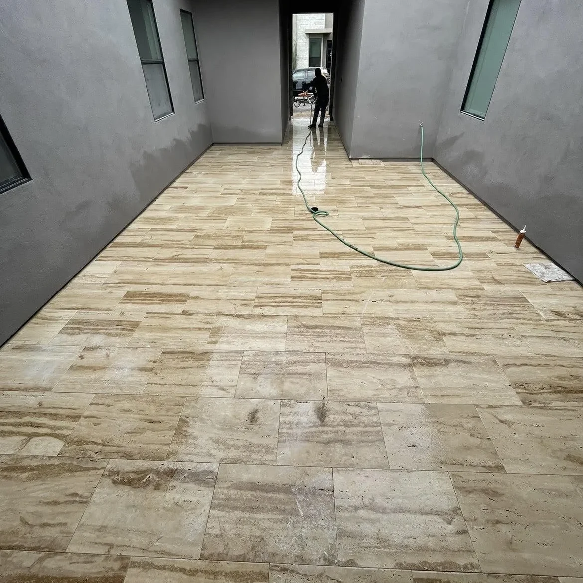 Mexican Travertine Tile Patio Install in Cave Creek AZ